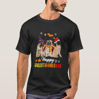 Süße Pug Hallothanksmas Halloween Erntedankfest Xm T-Shirt