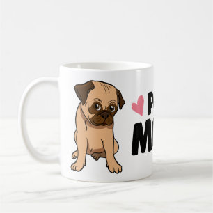 Süße Pug-Mama Cartoon-Hund Pug Kaffeetasse