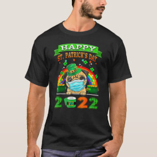 Süße Pug-Maske Kobold-Hut Shamrock St. Patrick's T-Shirt