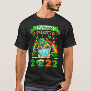 Süße Pug-Maske Koboldhut Shamrock St. Patrick's T-Shirt