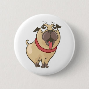 Süße Pug-Mutter Welpe Hund Vater Pugs Cartoon-Welp Button
