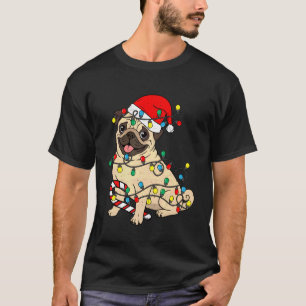 Süße Pug-Weihnachtslichter Santa-Schlafanzug Weihn T-Shirt