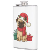 Süße Pug-Weihnachtsmann-Weihnachtsgeschenk-Illustr Flachmann (Links)