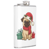 Süße Pug-Weihnachtsmann-Weihnachtsgeschenk-Illustr Flachmann (Rechts)