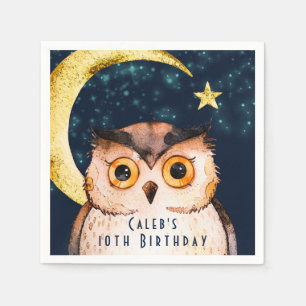 Süße Pyjama-Party zum Geburtstag Nacht-Eule Serviette