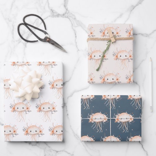 Süße Quallen Geschenkpapier Set (Vorderseite)