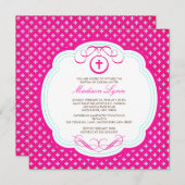 Süße quere rosa Baby-Taufe-Einladung Einladung (Vorne/Hinten)