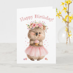 Süße Quokka Alles Gute zum Geburtstag Florale Grüß Karte