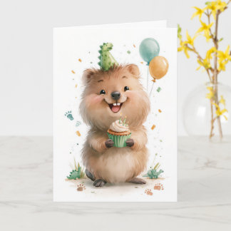 Süße Quokka-Cupcake-Geburtstagsgrüße Karte