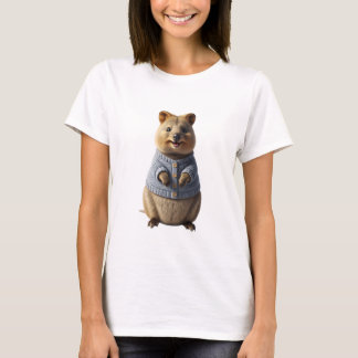 Süße Quokka in gestrickter Jacke Digitale Kunst T-Shirt