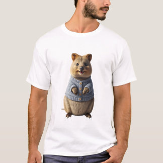 Süße Quokka in gestrickter Strickjacke Digitale Ku T-Shirt