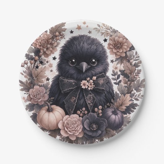 Süße Raben Halloween-Papierteller Pappteller (Vorderseite)