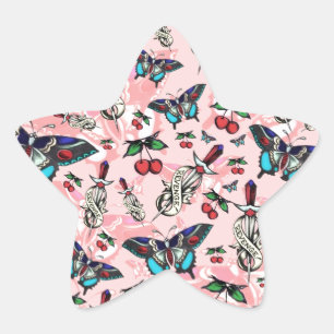 Süße Rache, altschulische Tätowierungsmuster. Stern-Aufkleber