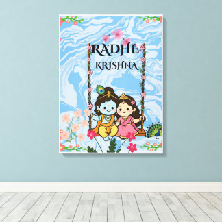 Süße Radha Krishna auf Schaukel-Wandkunst | Shri R Leinwanddruck
