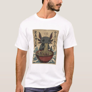 Süße Ramen-Axolotl-Nudeln Retro-Japanische Kunst T-Shirt