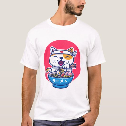 Süße Ramen-Katze T-Shirt (Vorderseite)