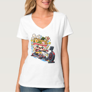 Süße Ramen-Schale Rudergerät Cartoon Fitness T-Shirt