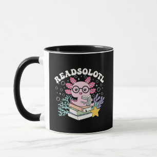 Süße Readsolotl Axolotl liest Bücher Pun Kaffee Tasse