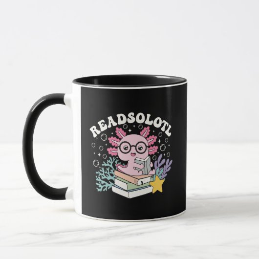 Süße Readsolotl Axolotl liest Bücher Pun Kaffee Tasse (Links)