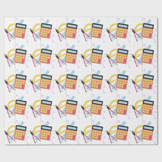 Süße Rechner- und Schulmaterial-Illustration Geschenkpapier (Flach)