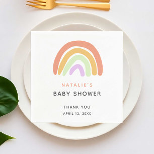Süße Regenbogen-Baby-Party Elegant Einfach Pfirsic Serviette