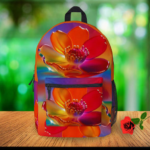 Süße Regenbogen-Blumen-Mädchen Orange Rückkehr-zur Bedruckter Rucksack