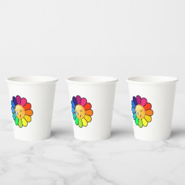 Süße Regenbogen-Blumen-Zwinkern-Gesicht-Papier-Tas Pappbecher