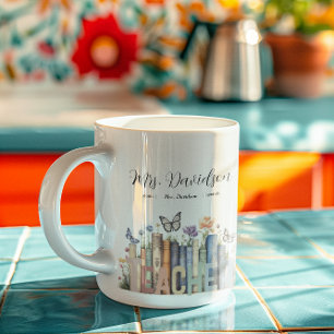 Süße Regenbogen-Bücherregal & Bücher Lehrer-Monogr Kaffeetasse