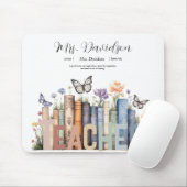 Süße Regenbogen-Bücherregal & Bücher Lehrer-Monogr Mousepad (Mit Mouse)