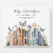 Süße Regenbogen-Bücherregal & Bücher Lehrer-Monogr Mousepad (Vorne)