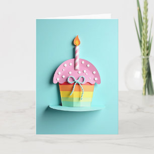 Süße Regenbogen-Cupcake-Karte Karte