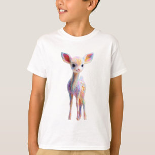 Süße Regenbogen Fell Baby Reh Kinder T-Shirt
