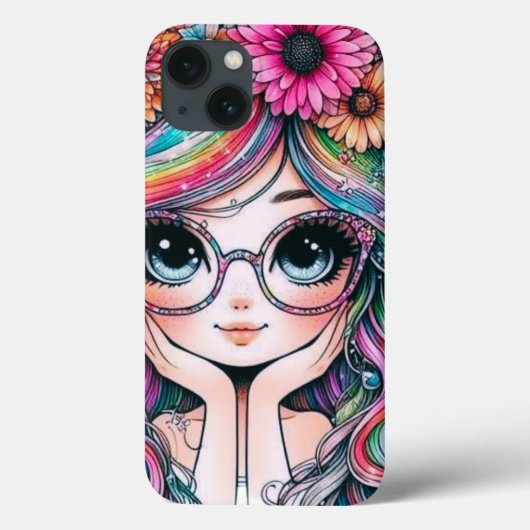 Süße Regenbogen-Haare Chibi Mädchen Handyhülle Case-Mate iPhone Hülle (Rückseite)