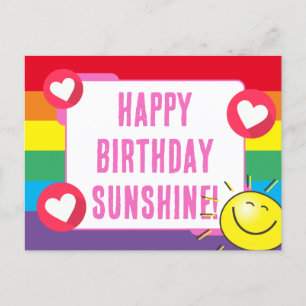 Süße Regenbogen-Herzen Sonnenschein Alles Gute zum Postkarte