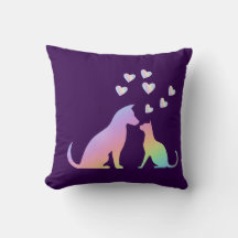 Süße Regenbogen-Katze und Hund-Silhouette Liebe Li