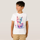 Süße Regenbogen-Lama-Fantasy-Kunst T-Shirt (Vorne ganz)