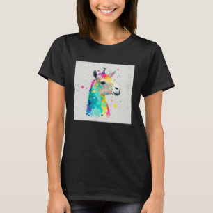 Süße Regenbogen-Lama-Farbspritzer-Illustration Col T-Shirt