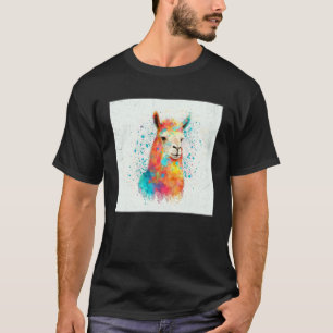 Süße Regenbogen-Lama-Farbspritzer-Illustration Col T-Shirt