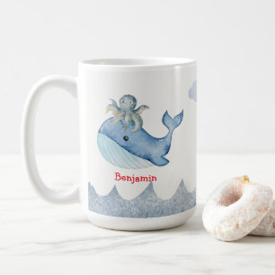 Süße Regenbogen-Oktopus-Wal-Fisch-Geburtstagsfeier Kaffeetasse