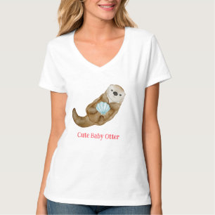 Süße Regenbogen-Otter-Jakobsmuscheln Geburtstagsfe T-Shirt
