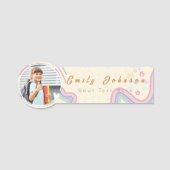 Süße Regenbogen-Personalisierte Kindername & Foto Namensschild (Vorderseite)