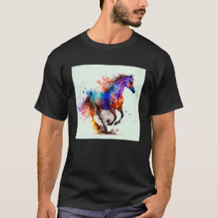 Süße Regenbogen-Pferd-Farbspritzer-Illustration Co T-Shirt