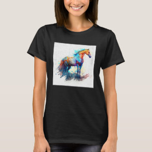 Süße Regenbogen-Pferd-Farbspritzer-Illustration Co T-Shirt