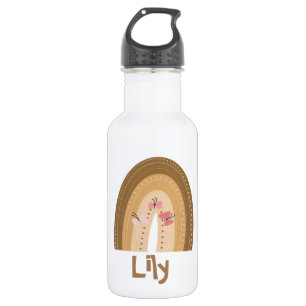Süße Regenbögen Schmetterlinge Pink Braun Boho Edelstahlflasche