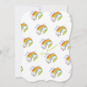 Süße Regenbogen-Strichmännchen Mädchen schlafende  Einladung (Rückseite)
