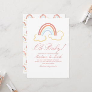Süße Regenbogen-Wolken-Kritzel-Baby-Party  Einladung