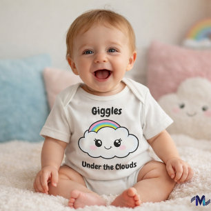 Süße Regenbogenwolke Kawaii Baby Illustration Strampler