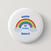 Süße Regenbogenwolken 1. Geburtstag Button (Vorderseite)