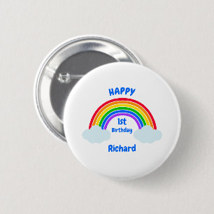 Süße Regenbogenwolken 1. Geburtstag Button