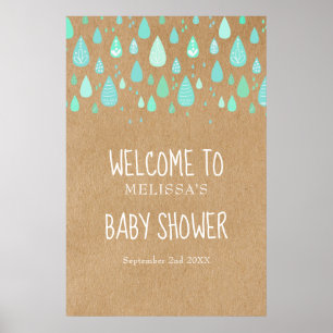 Süße Regentropfen-Baby-Shower-/Sprinkle-Willkommen Poster